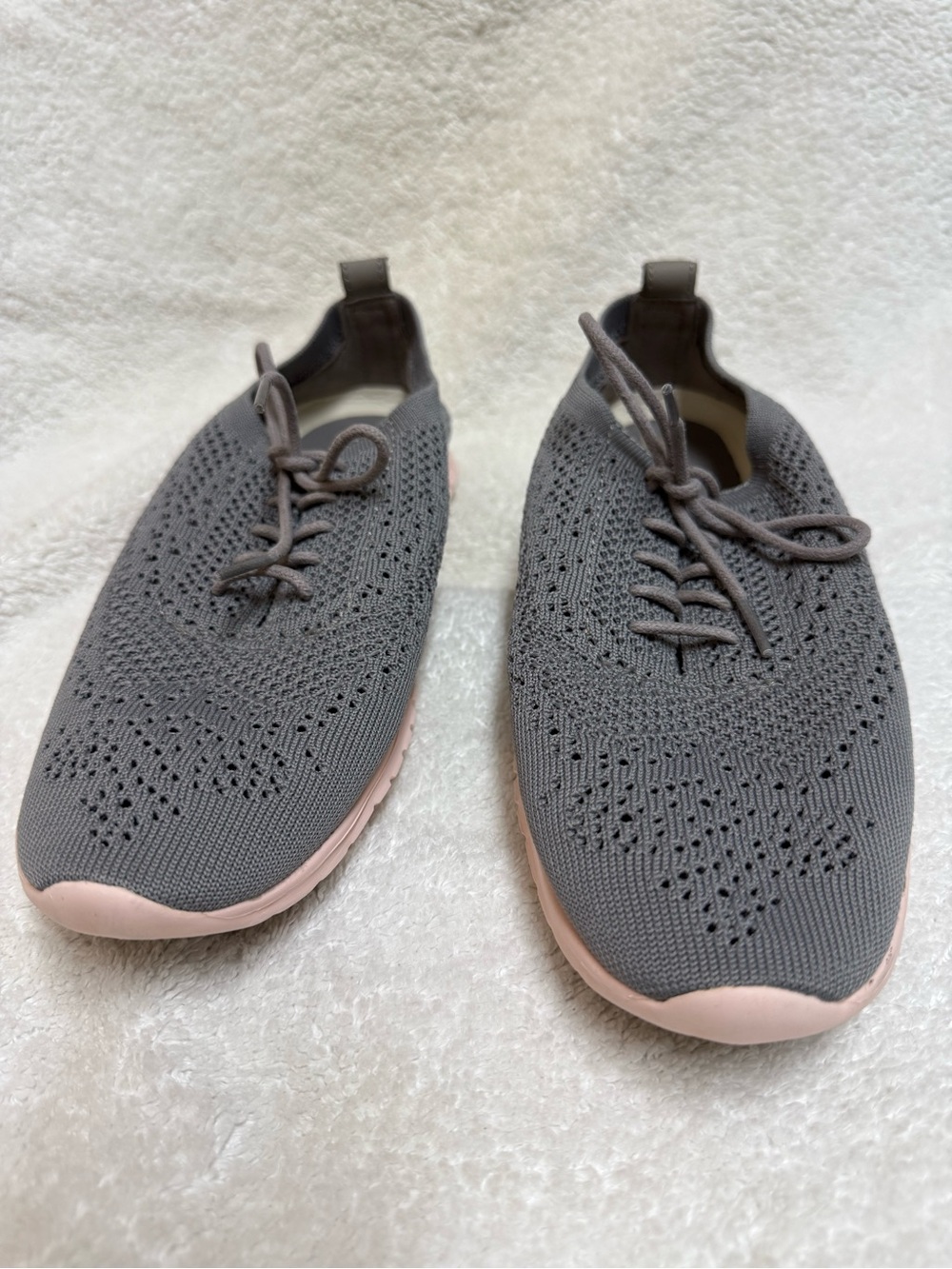 Cole Haan Gray Knit Sneakers with Pink Soles